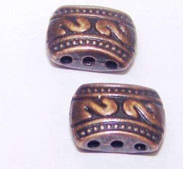 12mm x 7mm 3-hole decorative Antique Copper spacer - sold individually