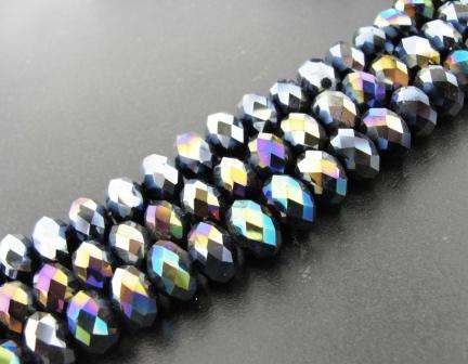 6mm x 4mm JET AB fire polished AAA crystal facetted rondelle spacers
