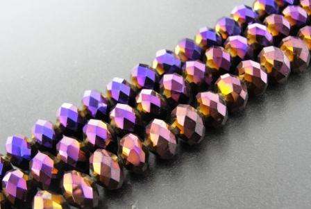 8mm x 6mm METALLIC PURPLE fire polished AAA crystal facetted rondelle spacers