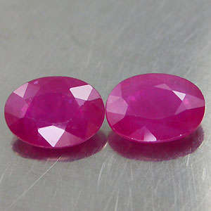 Beautiful set! 1.66 cts (2 pcs) Natural RUBY oval facets (Vietnam)