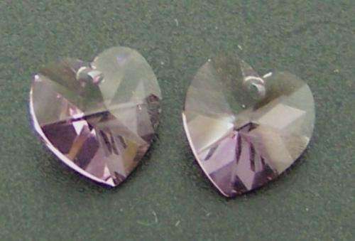 AMETHYST Swarovski 14mm heart pendant