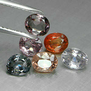 3.32cts Natural FANCY COLOURED SPINEL oval facets (Africa) - Set of 6 pieces