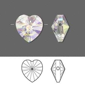 CRYSTAL AB Swarovski 10mm heart beads