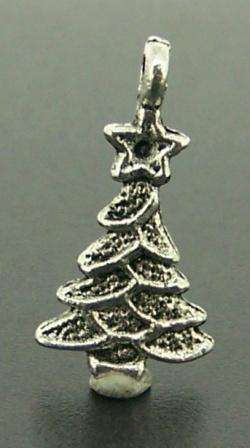 CHARM - Metal / nickel CHRISTMAS TREE - sold individually