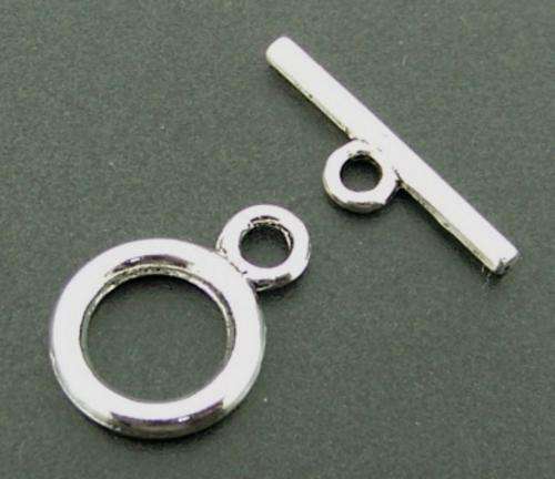Plain round TOGGLE clasp (antique silver / nickel) - sold per set