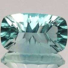 18.30 cts Multicolour BLUE GREEN FLUORITE concave cushion facet (China)