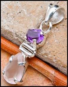 Sterling silver pendant - AMETHYST & ROSE QUARTZ - Dreams Collection