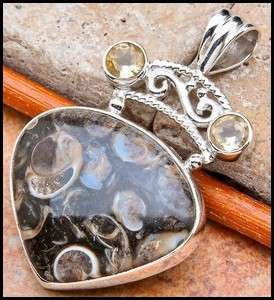 Sterling silver pendant - TURITELLA AGATE & CITRINE - Dreams Collection