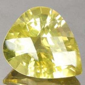 12.95 cts Natural LEMON QUARTZ checkerboard pear facet (Brazil)