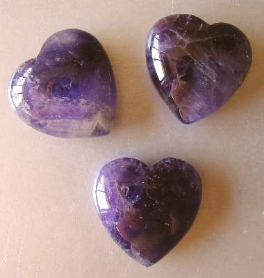 Polished AMETHYST hearts