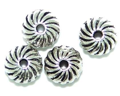 6mm x 5mm Metal / nickel round swirl spacer bead - sold individually