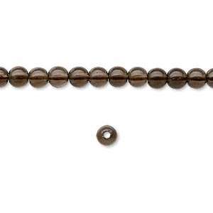 Natural SMOKY QUARTZ 4mm round beads