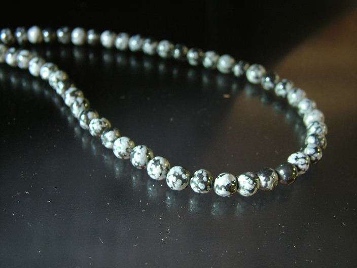 6.2mm SNOWFLAKE OBSIDIAN round beads