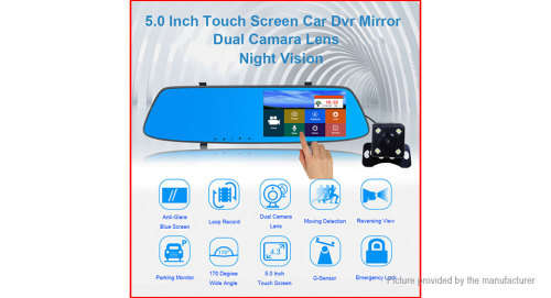 Car Dash Camera, Night View Touch Screen Dual Rear-Mirror Camera