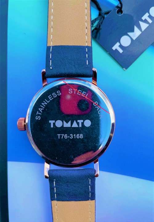 Tomato T743170 Timepiece With Rose Gold Dial Stones Round Case finished With A Beige Vegan leather