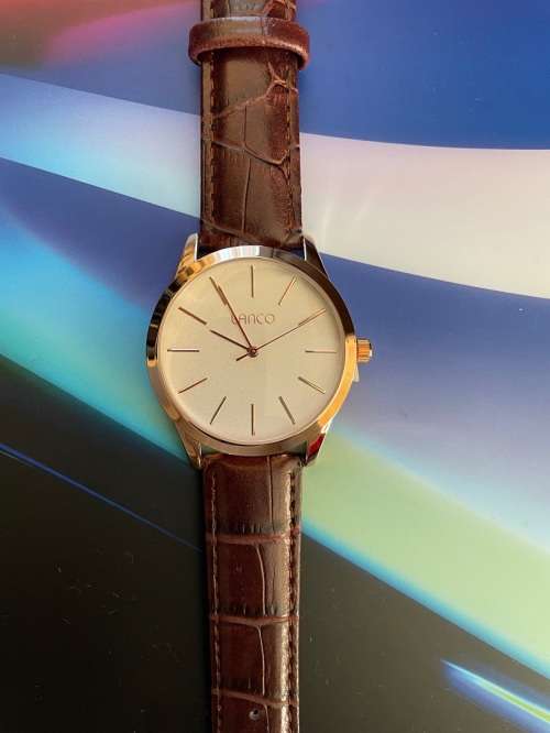 Lanco Gents Round Rose Gold Plated Watch  (NEW)