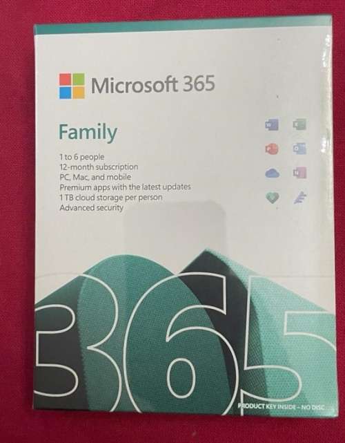 Microsoft 365 Family, For PC, Mac, iOS, and Android, For up to 6 people, 6TB of cloud storage shared
