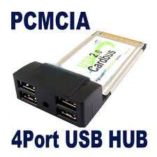 PCMCIA CARDBUS, WITH 4 USB PORTS ADAPTER FOR LAPTOP.