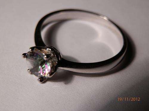 Sterling silver mystic topaz solitaire ring