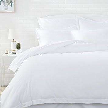 FANCY WIDE BORDER DUVET COVER SET IN CRISP WHITE OR DUSKY PINK  POLY MICROFIBRE