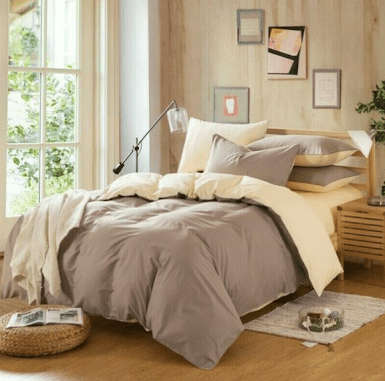 BEDDING/DUVET COVET SET/CREAM AND STONE DUVET COVER SET  POLY MICROFIBRE