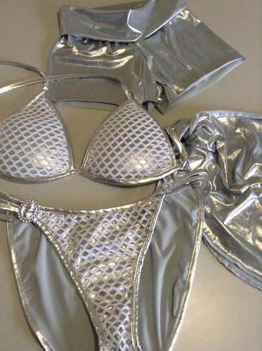 Spectacular Silver and Mesh Bikini