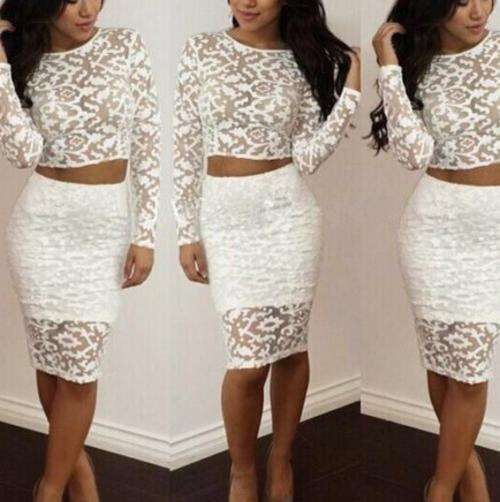 Sexy lace skirt suit