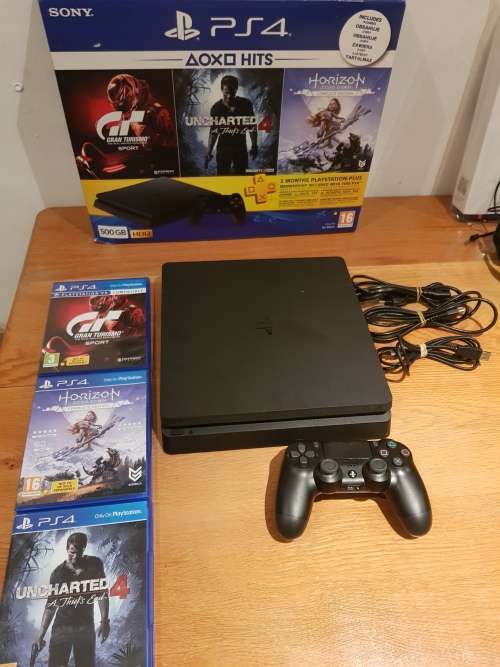 PS4 SLIM CONSOLE 500GB HDD (+HDR) INCLUDING 3GAMES, 1X CONTROLLER CABLES !!! AMAZING DEALS!!