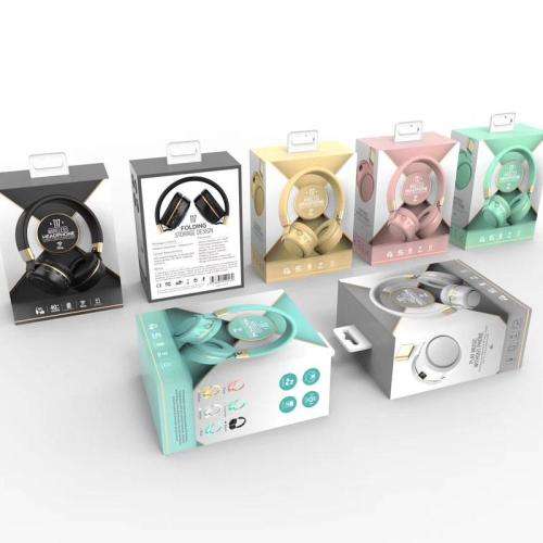 T17 bluetooth headset - macaron color tf card folding - black