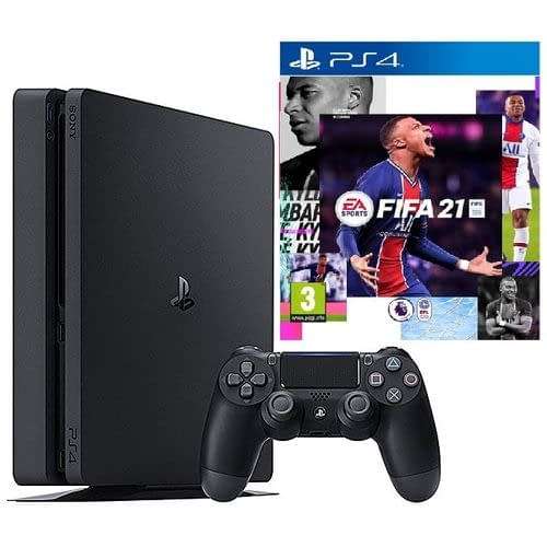 Ps4 slim console 500GB, hdr+ including fifa 21 + 1controller and cables