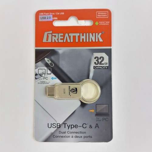GreatThink Type-C OTG 32GB Type C & A USB Flash Drive (Metal)