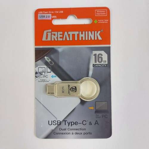 GREATTHINK TYPE-C OTG 16GB TYPE C & A USB FLASH DRIVE (METAL)