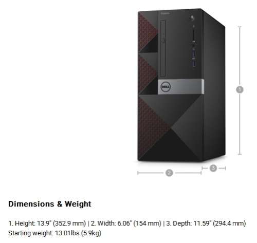 Dell Vostro 3668 MT Desktop i3-7100, 8GB DDR4 RAM, 500gb HDD!!