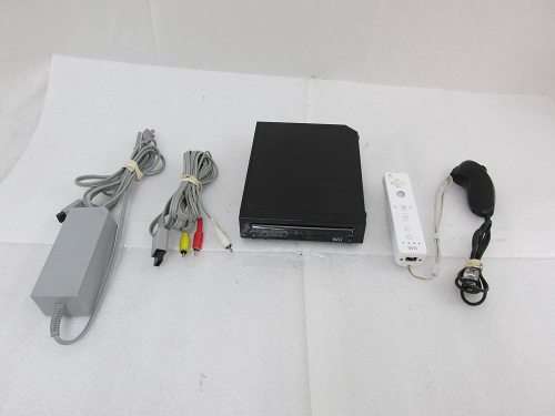 Nintendo Wii - Black, Controller, Nunchuck, PSU, Sensor, Cables - top dust covers missi - GREAT DEAL