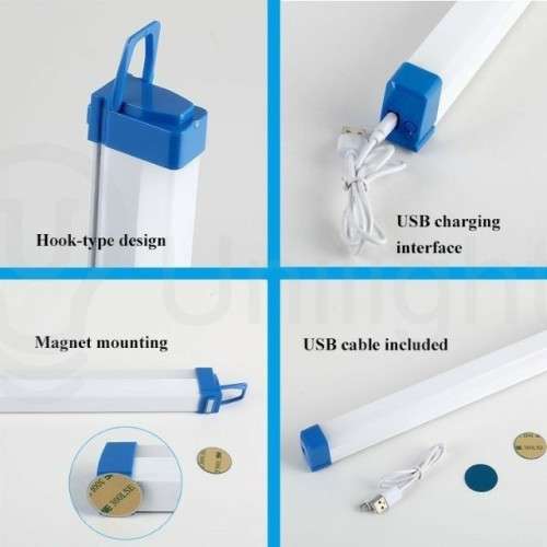 52cm 1800w x2 - rechargeable magnetic portable - lithium battery light -usb emergency light bar