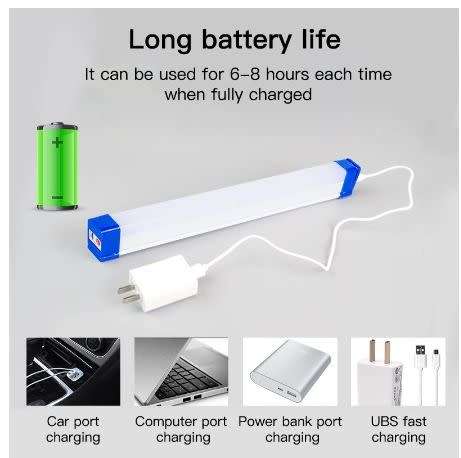 52cm 1800w x2 - rechargeable magnetic portable - lithium battery light -usb emergency light bar