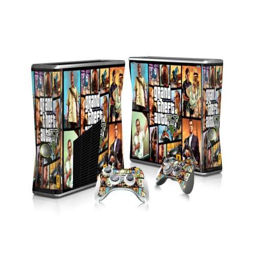 XBOX 360 SLIM CONSOLE with GTA V SKIN (250GB) 1CONTROLLER AND CABLES - GREAT DEAL!!!