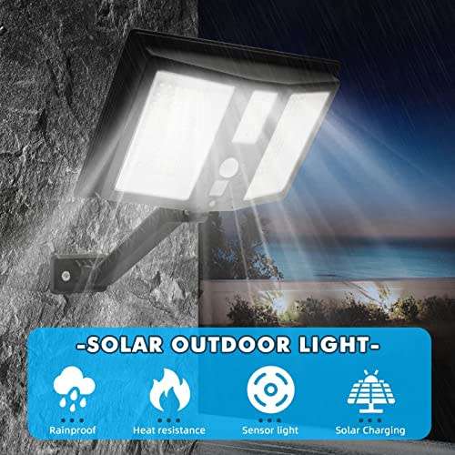 Solar lights outdoor 138 leds - waterproof wireless solar flood light with remote control - security