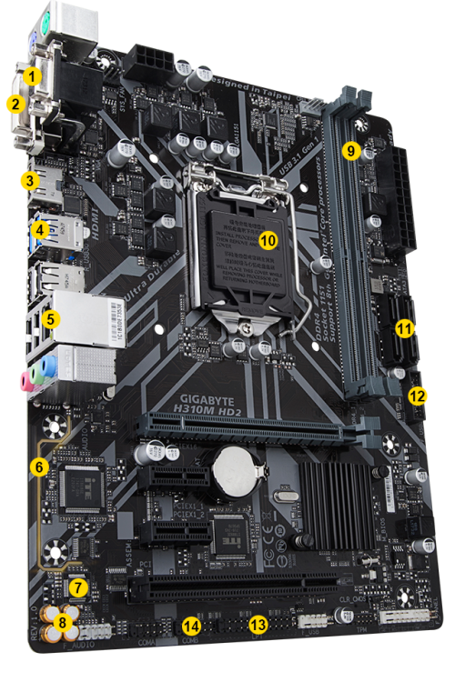 Gigabyte H310M HD2 Intel 8th gen Coffee Lake LGA1151 Micro ATX Desktop motherboard
