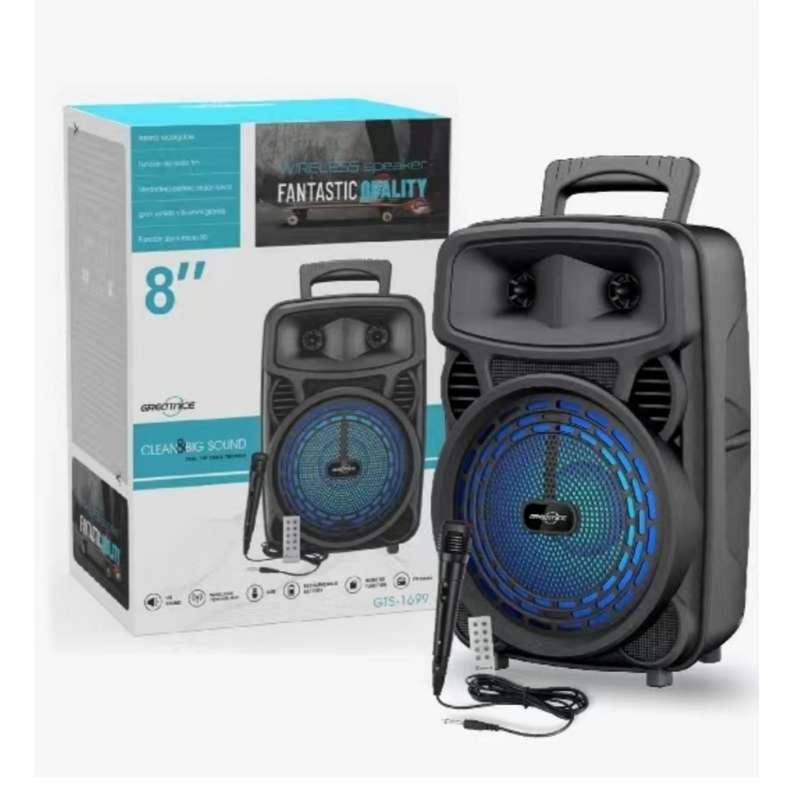 Bluetooth speaker gts1699 with microphone and remote - 8 inch