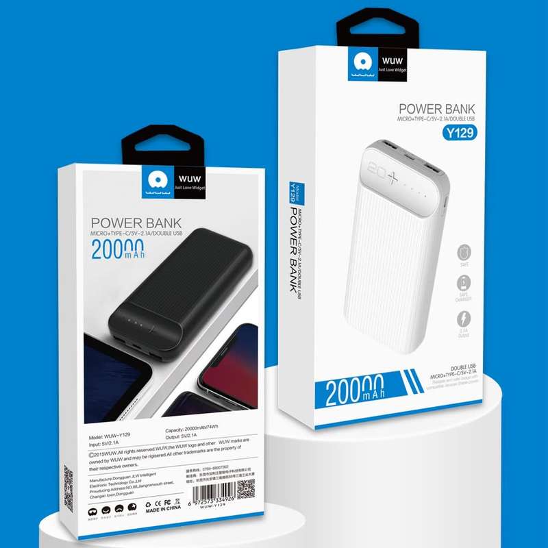 Wuw - y129 20000mah - high capacity power bank - with 2.1a charging output
