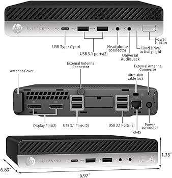 Hp Elitedesk 800 g4 dm pc 35w intel Hexa core i5 8500T, 8gb ddr4 ram, 256gb nvme ssd