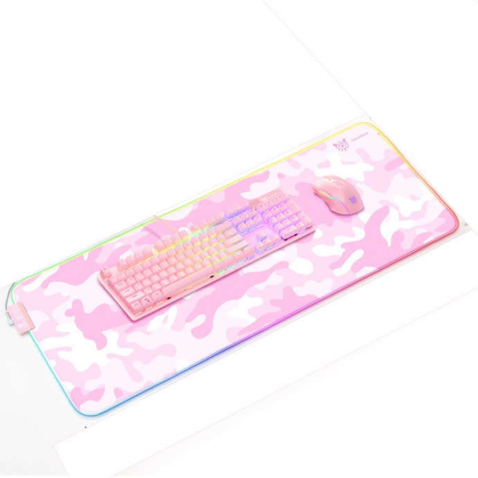 Onikuma mp005 800 x 300 x 4mm - 12 lighting modes rgb - glowing mouse pad - pink