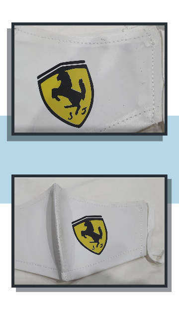FERRARI WHITE Face Mask ***R10 Increments... See Shipping Conditions***