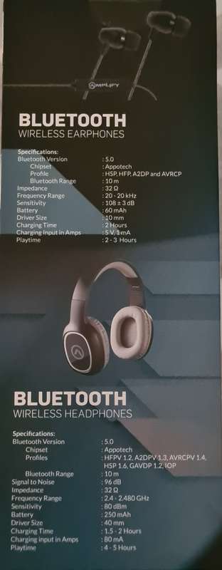 Bluetooth Wireless Headphones & Earphone Combo