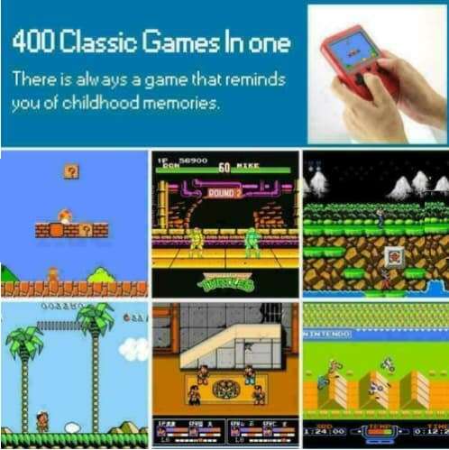 SUP Handheld Retro Gaming Console With Remote Control. 3.0` LED Display. Built-in 400 Classic Games