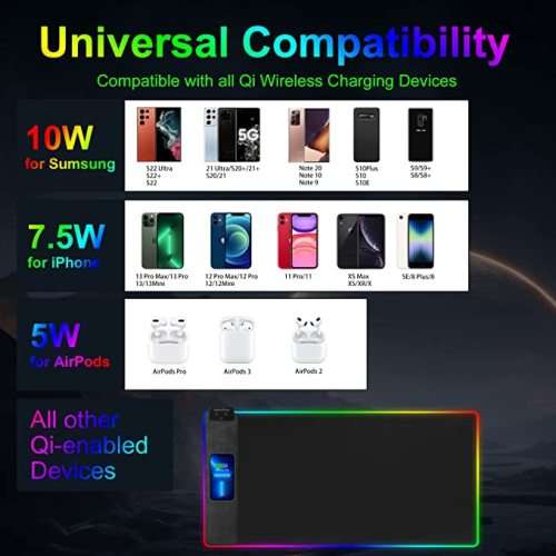 LED Gaming MousePad with Wireless Charger