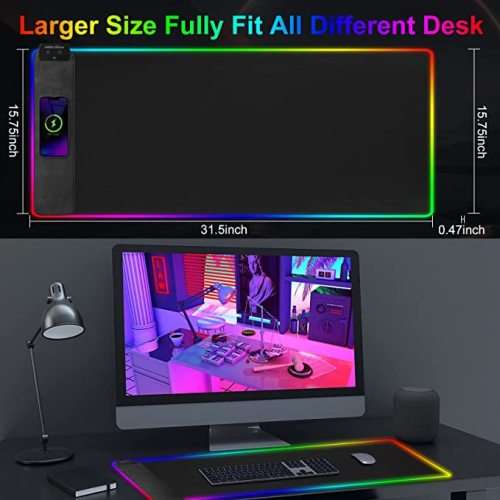 LED Gaming MousePad with Wireless Charger