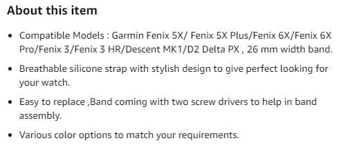 Garmin Fenix WHITE SILICONE Strap ***SEE Description***