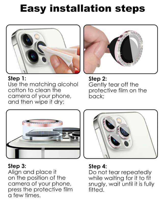 IPhone Rose Gold Diamond Camera Lens Protector (See Description)